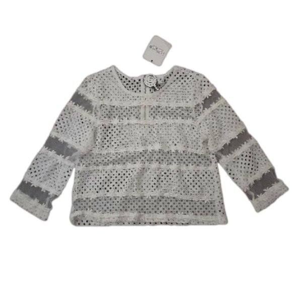 Lollipop Designed by Korea NWT Junior's S White Daisy Crochet Mesh Mod Retro Top - Picture 2 of 14